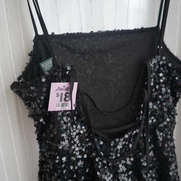 Black Sequin Mini Dress NWT - Picture 3 of 4
